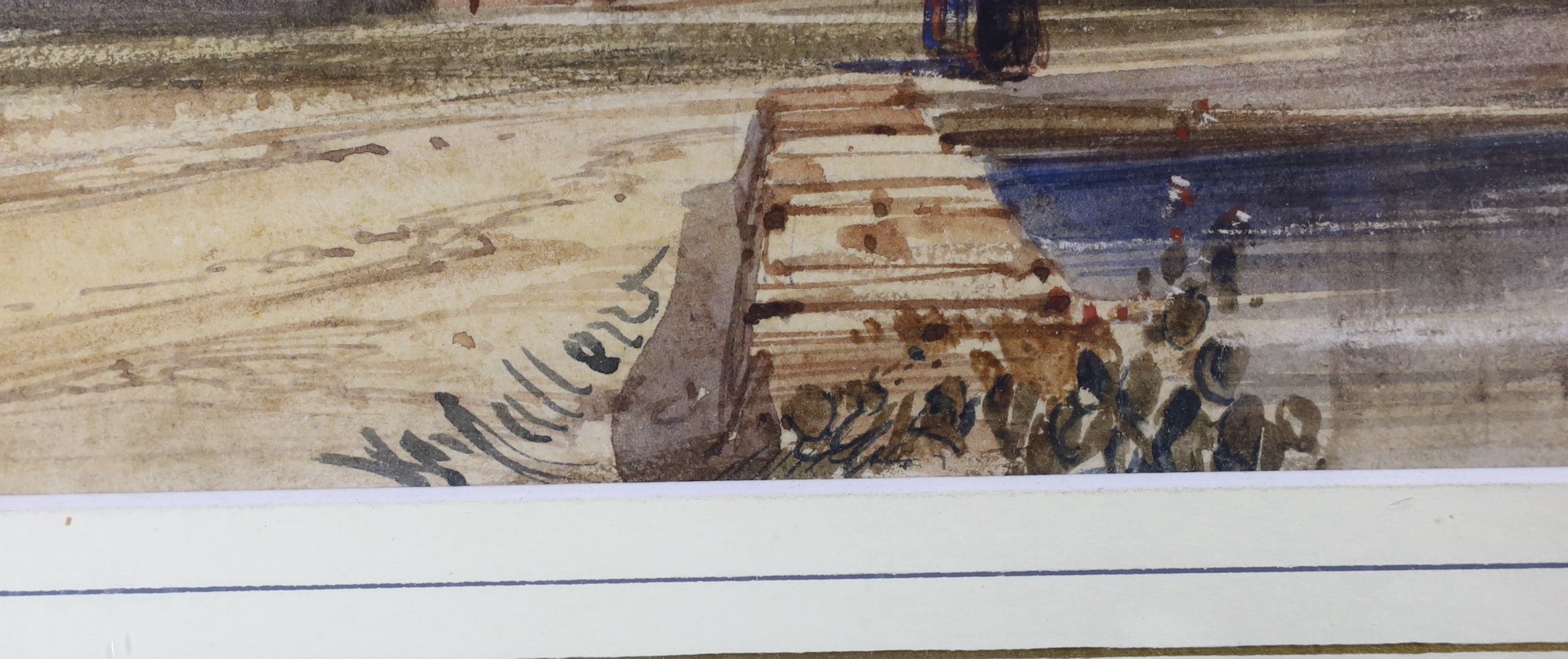 William Callow (1812–1908), watercolour, Rural view depicting figures and farmhouse, Southern France, signed, 15 x 23cm